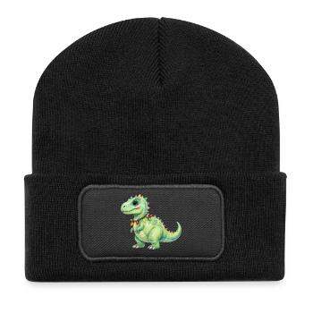 Colorful dinosaur with fairy lights - Recycled Patch Beanie - black - Front