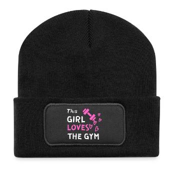Girl loves gym - Recycelte Patch Beanie - Schwarz - Vorne
