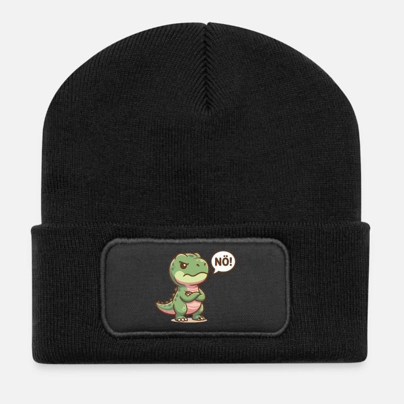 Süßer Dinosaurier Nö Lustiger Spruch - Recycelte Patch Beanie - Schwarz