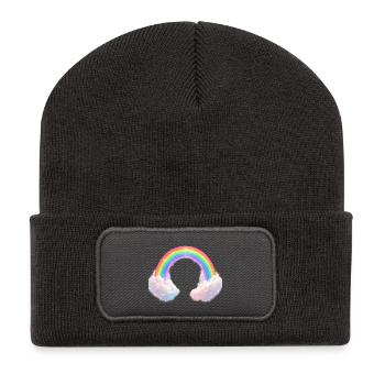 Regenbogenwolkenzauber - Recycelte Patch Beanie - Dunkelgrau - Vorne