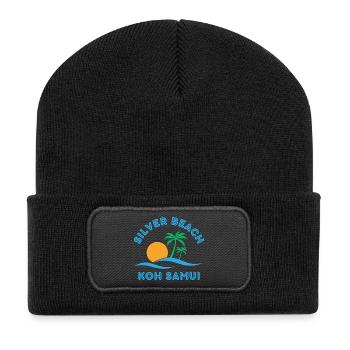 Silver Beach Koh Samui Sonnenuntergang - Recycelte Patch Beanie - Schwarz - Vorne