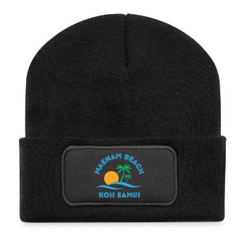 Mae Nam Strand Koh Samui - Recycelte Patch Beanie - Schwarz - Vorne