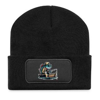 Angeln Angler - Recycelte Patch Beanie - Schwarz - Vorne