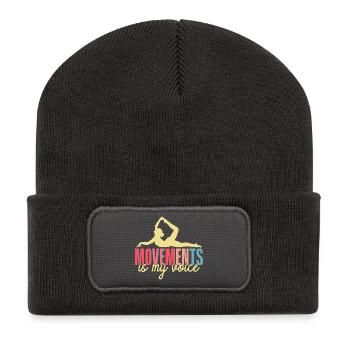 Yoga Mouvements est ma voix Yoga drôle - Beanie recyclé à patch - charbon - Devant