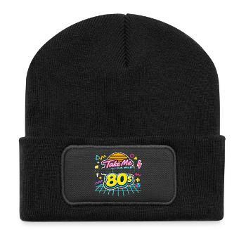 80s 1980s Style Quote Gift - Recycled Patch Beanie - black - Front