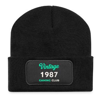 Vintage 1987 – Gaming Club Retro Birth Year - Recycled Patch Beanie - black - Front