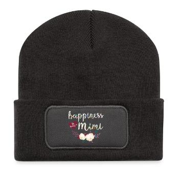 Mimi-Blumenhemd Süßes Oma-Geschenk Muttertagsgeschenk - Recycelte Patch Beanie - Dunkelgrau - Vorne