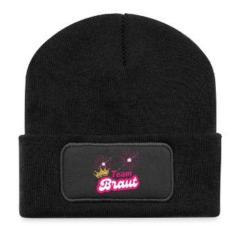 Team Braut Jungesellenabschied - Recycelte Patch Beanie - Schwarz - Vorne