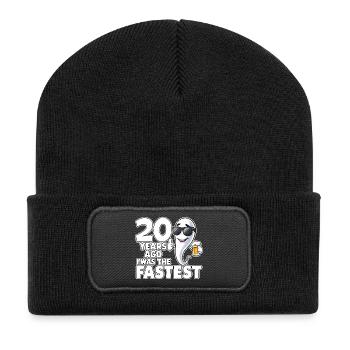 20 Years Ago The Fastest Funny Birthday - Recycled Patch Beanie - black - Front
