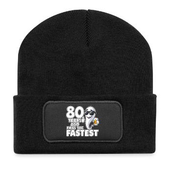 Il y a 80 ans, l’anniversaire le plus rapide et drôle - Beanie recyclé à patch - noir - Devant