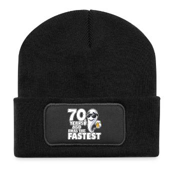 70 Years Ago The Fastest Funny Birthday - Recycled Patch Beanie - black - Front
