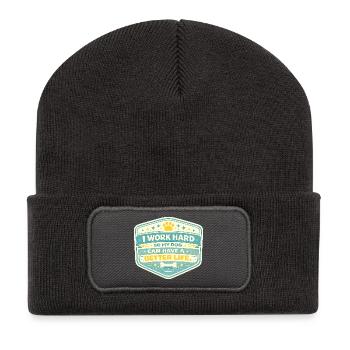 I work hard, dog gets better life - Recycled Patch Beanie - dark grey - Front