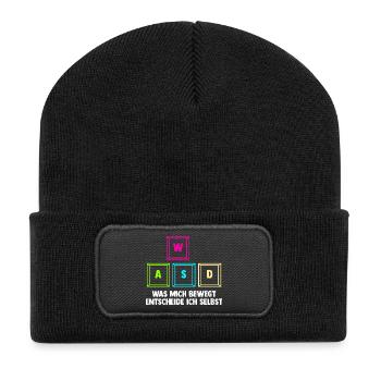 Zocken Computerspieler Zocker Gaming Gamer - Recycelte Patch Beanie - Schwarz - Vorne