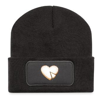 Heart Shaped Cake with Powdered Sugar Illustration - Recycled Patch Beanie - dark grey - Front