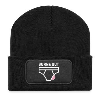 Burne out – Humor, Büro, Stress - Recycelte Patch Beanie - Schwarz - Vorne