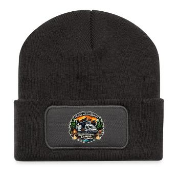 Freiheit auf vier Rädern Kastenwagen Camper - Recycelte Patch Beanie - Dunkelgrau - Vorne