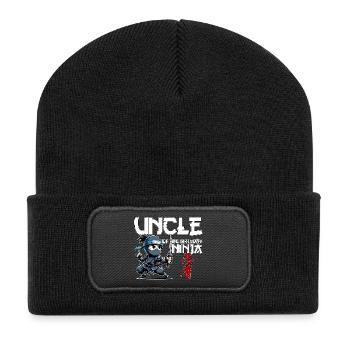 Onkel des Geburtstags Ninja Geburtstag Lustig - Recycelte Patch Beanie - Schwarz - Vorne