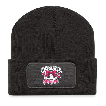 Fußball Mama Stolze Mutter Geschenk - Recycelte Patch Beanie - Dunkelgrau - Vorne
