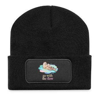 Otter Duo dans un flux pastel - Beanie recyclé à patch - noir - Devant