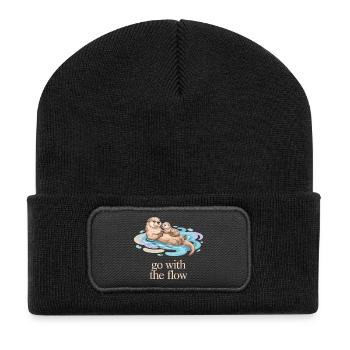 Otter Family Go with the Flow - Recycled Patch Beanie - black - Front