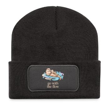 La famille de la loutre se laisse porter - Beanie recyclé à patch - charbon - Devant