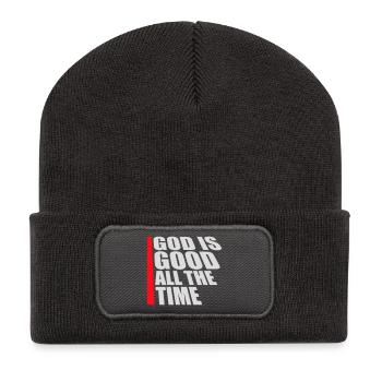 God Is Good All The Time Faith Christian Saying - Recycled Patch Beanie - dark grey - Front