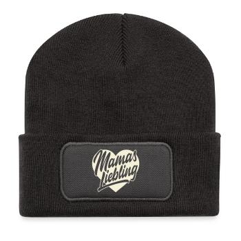 Mamas Liebling Herz Schrift - Recycelte Patch Beanie - Dunkelgrau - Vorne