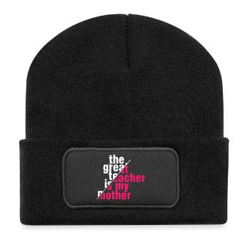 Great Teacher Mom Shirt – Geschenkidee - Recycelte Patch Beanie - Schwarz - Vorne