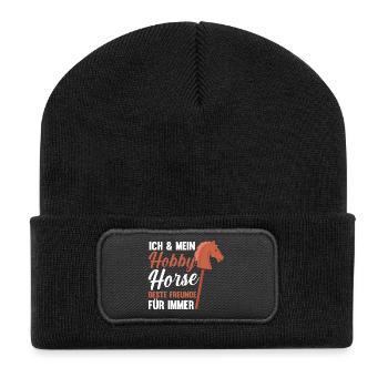 Steckenpferd Hobbyhorse Hobby Horsing - Recycelte Patch Beanie - Schwarz - Vorne