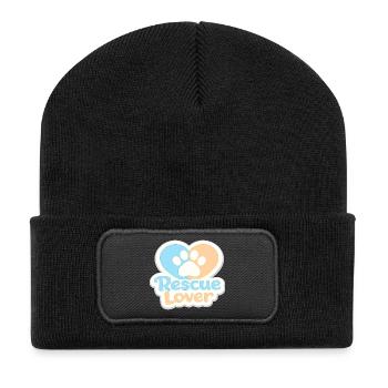 Rescue Lover Paw Heart - Recycled Patch Beanie - black - Front