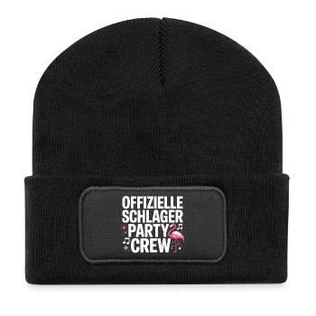 Schlager Party Crew Mallorca Flamingo JGA Malle - Recycelte Patch Beanie - Schwarz - Vorne