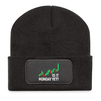 Is it monday yet? Aktienmarkt Börse Trader - Recycelte Patch Beanie - Dunkelgrau - Vorne