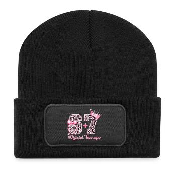 13th Birthday Shirt Funny Meme 67 Birthday 13 - Beanie recyclé à patch - noir - Devant