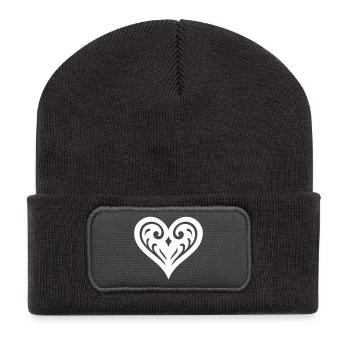 Herz Ornament Symbol - Recycelte Patch Beanie - Dunkelgrau - Vorne