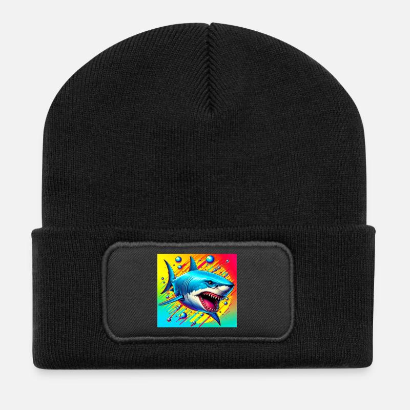 Requin - Beanie recyclé à patch - noir