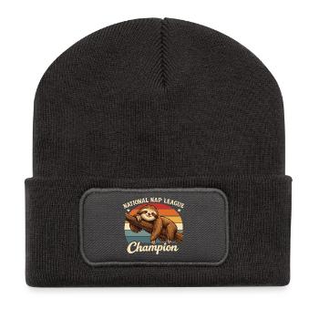Nap Champion Sloth Shirt Funny Lazy Gift - Recycelte Patch Beanie - Dunkelgrau - Vorne
