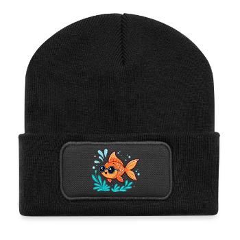 Orange Fish Aquatic Scope - Recycled Patch Beanie - black - Front