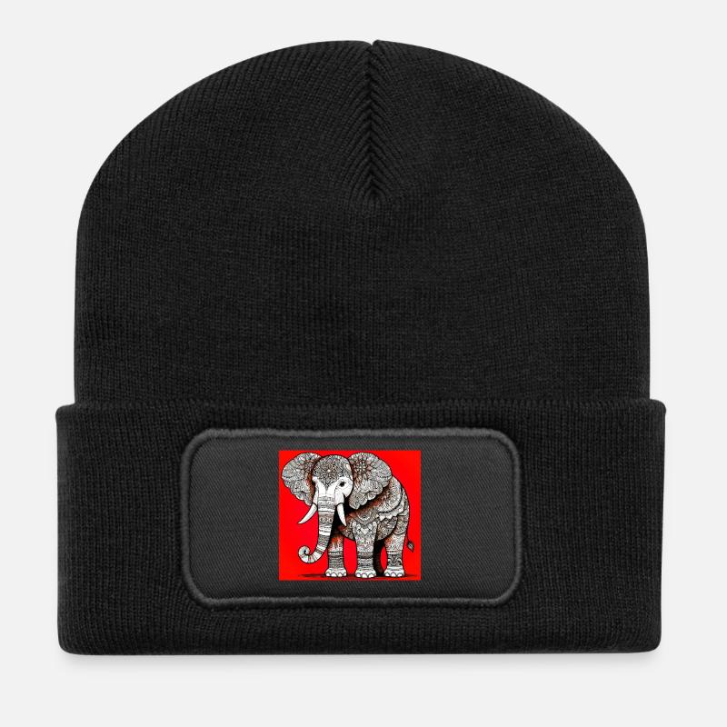 éléphant - Beanie recyclé à patch - noir