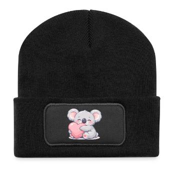 Little koala cuddles heart - Recycled Patch Beanie - black - Front