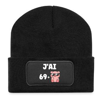 69 plus 1 - Beanie recyclé à patch - noir - Devant