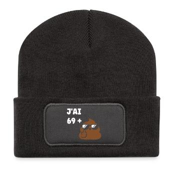 69 plus 1 - Recycelte Patch Beanie - Dunkelgrau - Vorne