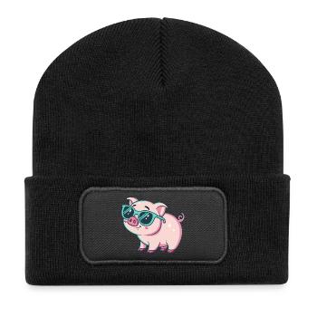 Cochon Cool Lunettes Soleil - Beanie recyclé à patch - noir - Devant