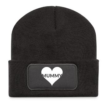 Chemise de maman cœur - Beanie recyclé à patch - charbon - Devant