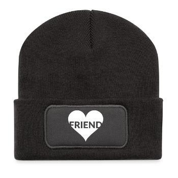 Heart Friend Typo Heart - Recycled Patch Beanie - dark grey - Front