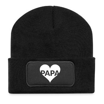 PAPA Heart Love Design - Beanie recyclé à patch - noir - Devant