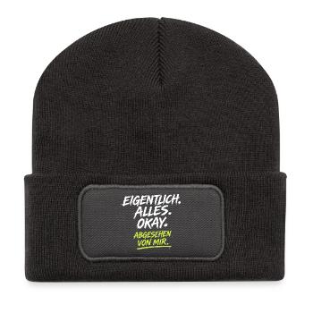 Eigentlich Alles Okay Abgesehen Von Mir - Recycelte Patch Beanie - Dunkelgrau - Vorne