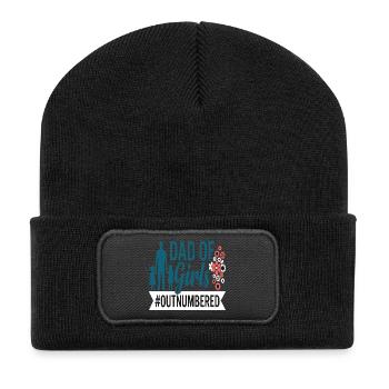 Dad of Girls Outnumbered Daddy Girl - Recycled Patch Beanie - black - Front