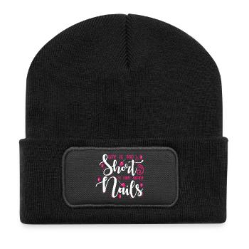 Nageldesigner Nageldesignerin Kosmetik Nagelstudio - Recycelte Patch Beanie - Schwarz - Vorne