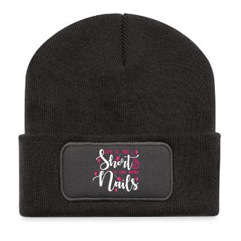 Designer de manucures Salon de manucure cosmétiques - Beanie recyclé à patch - charbon - Devant