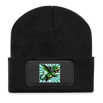 Drache - Recycelte Patch Beanie - Schwarz - Vorne